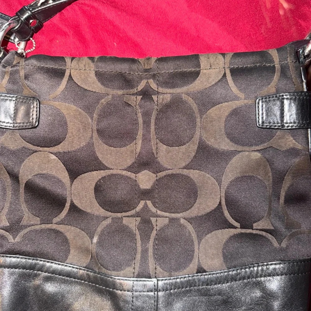 Coach Crossbody Bag Womens Medium Brown Black Signature C‎ F18862 Y2K Classic